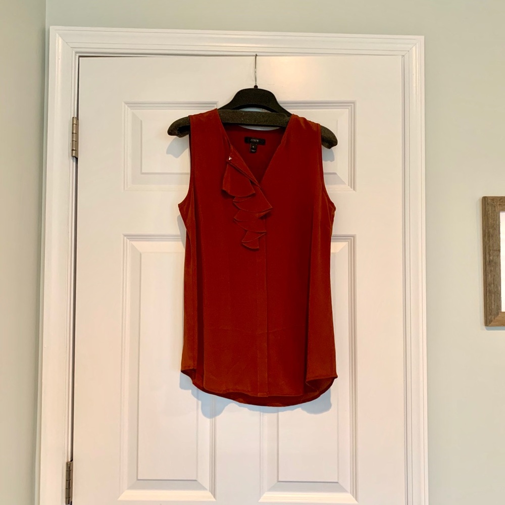NWOT J. Crew Silk Ruffle Blouse